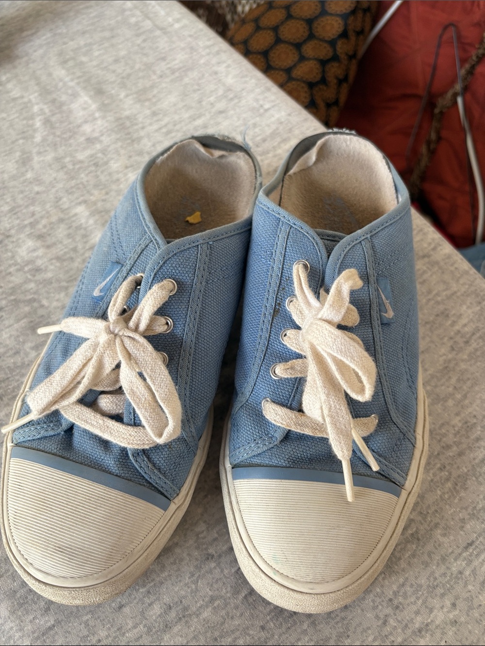 Nike Women's Light Blue Canvas Low-Top Sneakers with Cream Laces